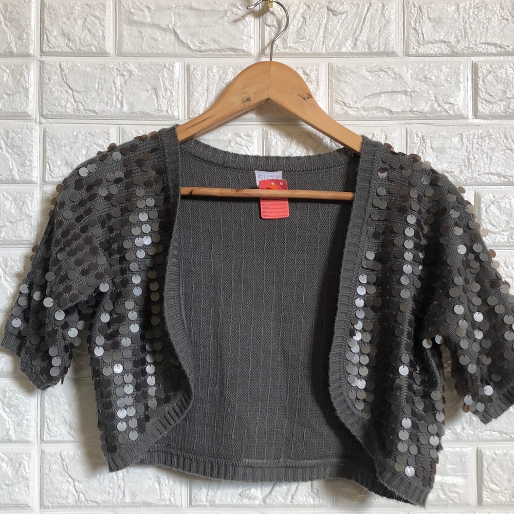 Suzy Shier‎ bolo sweater sequin jacket cardigan